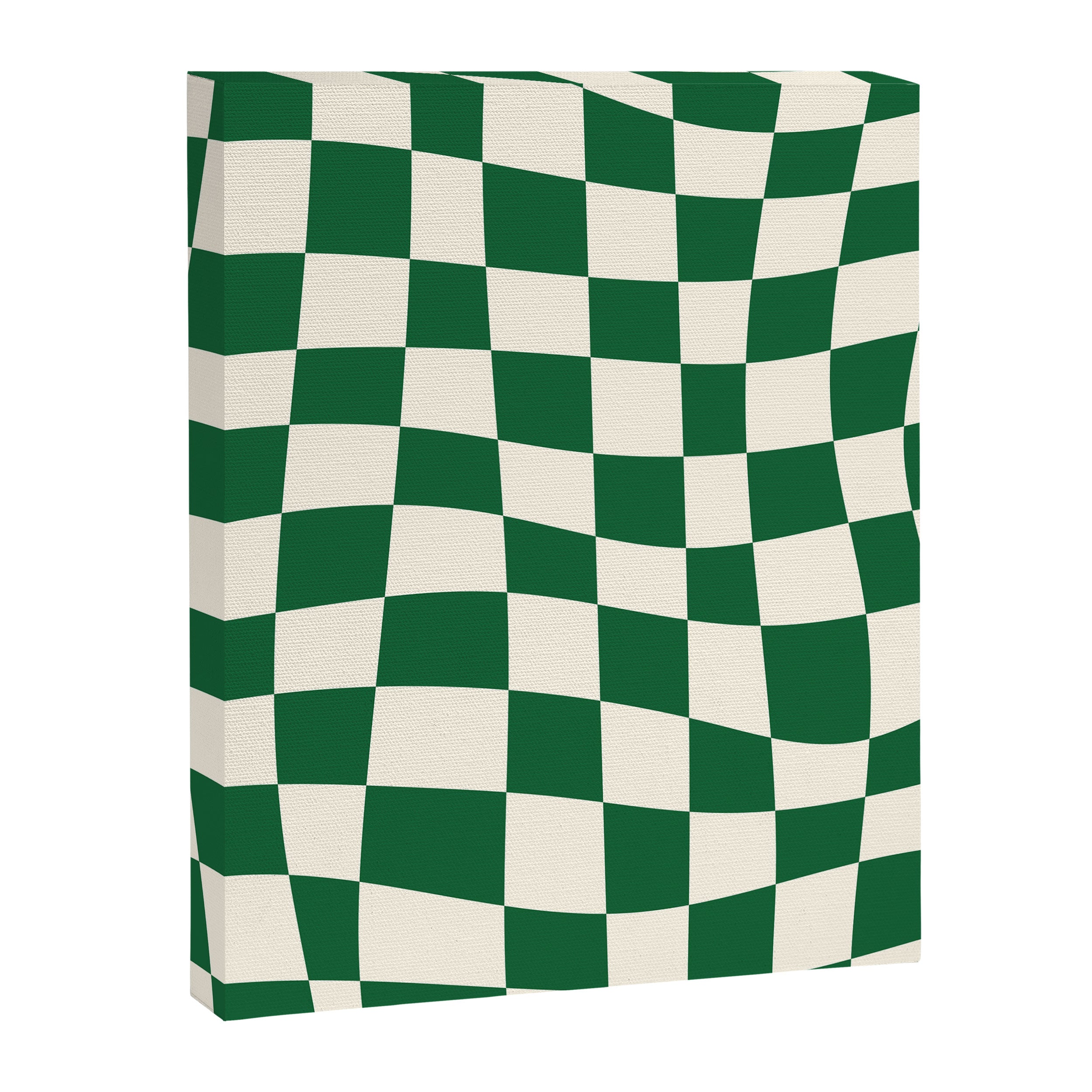 Wavy Checkered Green and White Canvas Print Gallery Image 6