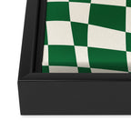 Wavy Checkered Green and White Framed Canvas Print Gallery Image 3