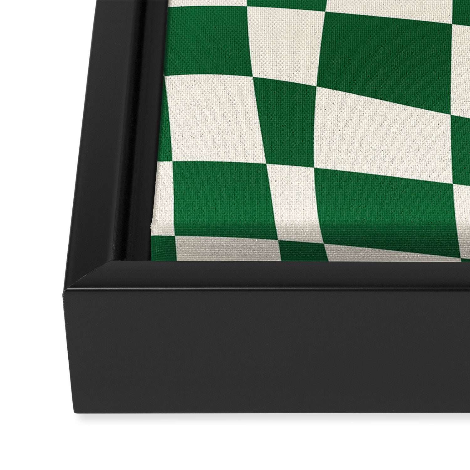 Wavy Checkered Green and White Framed Canvas Print Gallery Image 3