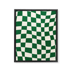 Wavy Checkered Green and White Framed Canvas Print Gallery Image 6