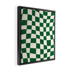 Wavy Checkered Green and White Framed Canvas Print Gallery Image 2