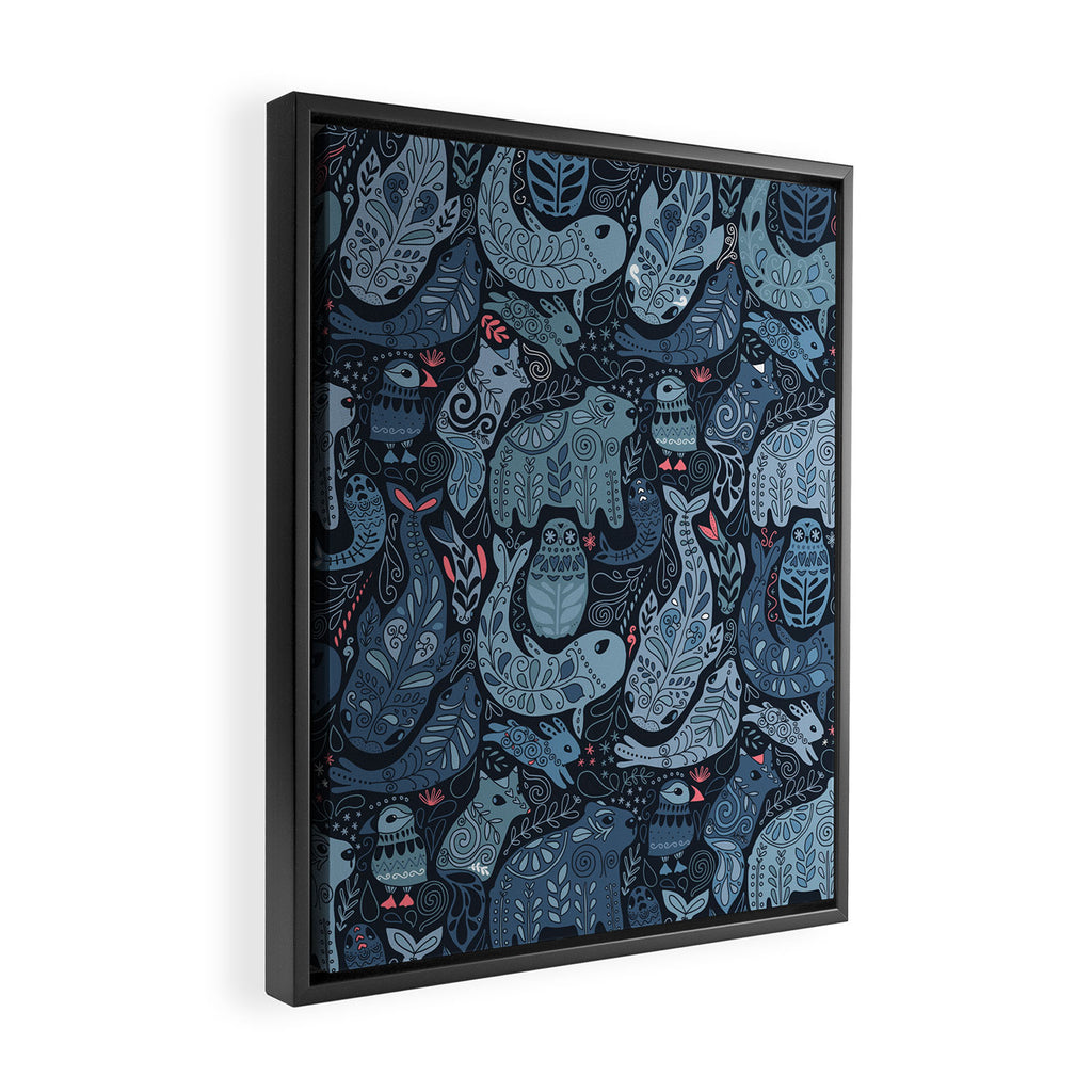 Arctic animals Polar bear, narwhal, seal, fox, puffin, whale  Framed Canvas Print Gallery Image 2