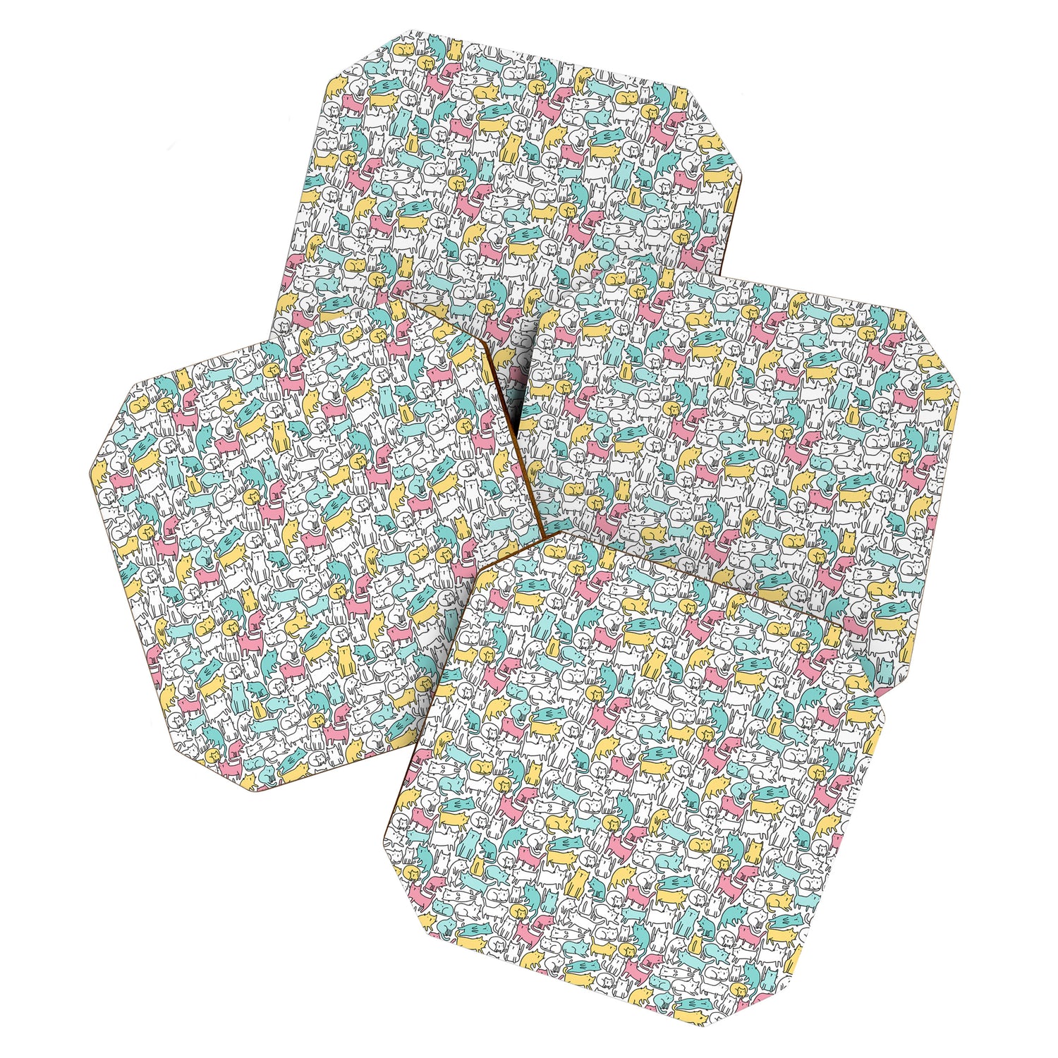Cute kitties Cats pattern Coaster Gallery Image 1