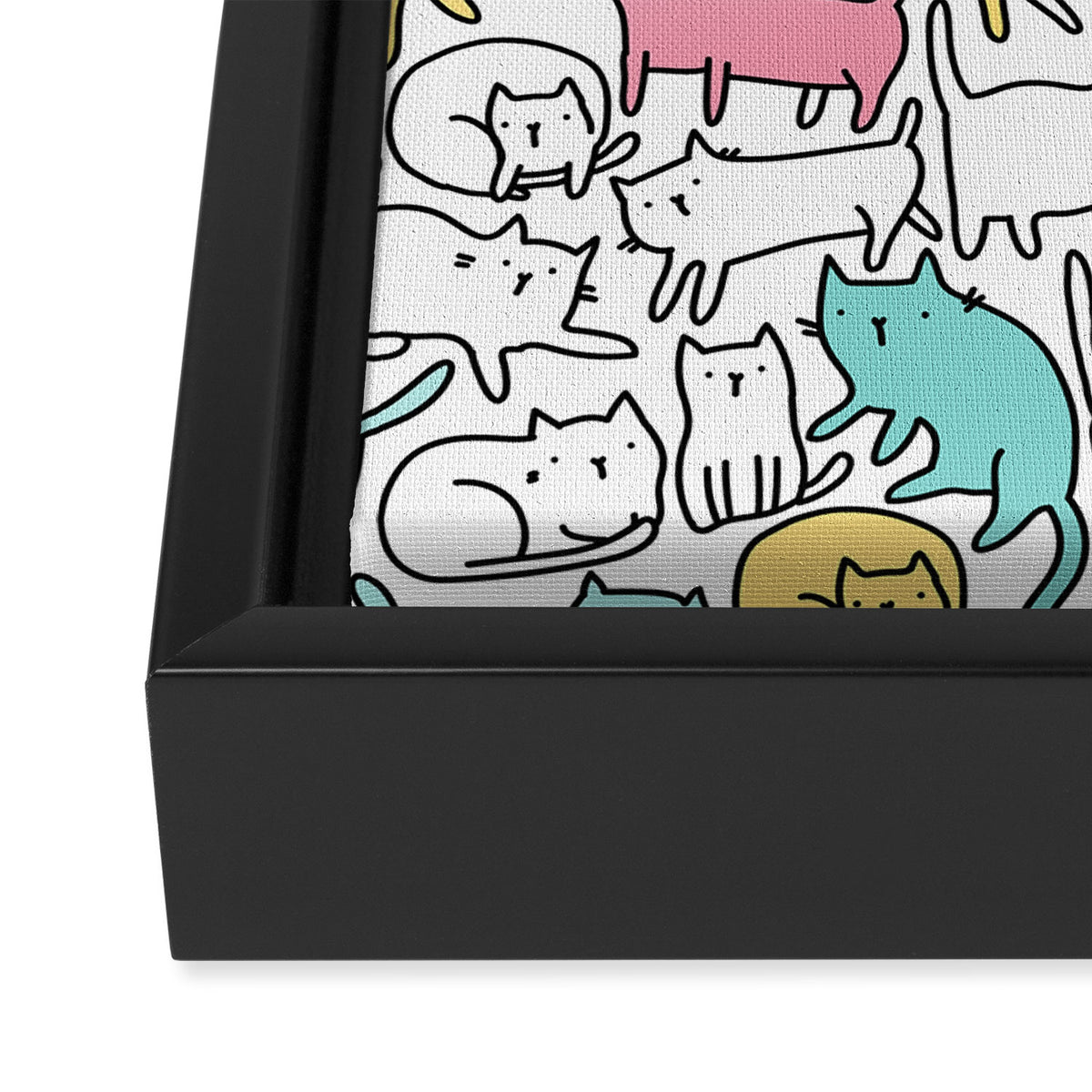 Cute kitties Cats pattern Framed Canvas Print Gallery Image 3