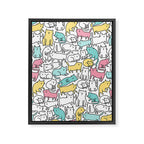 Cute kitties Cats pattern Framed Canvas Print Gallery Image 6