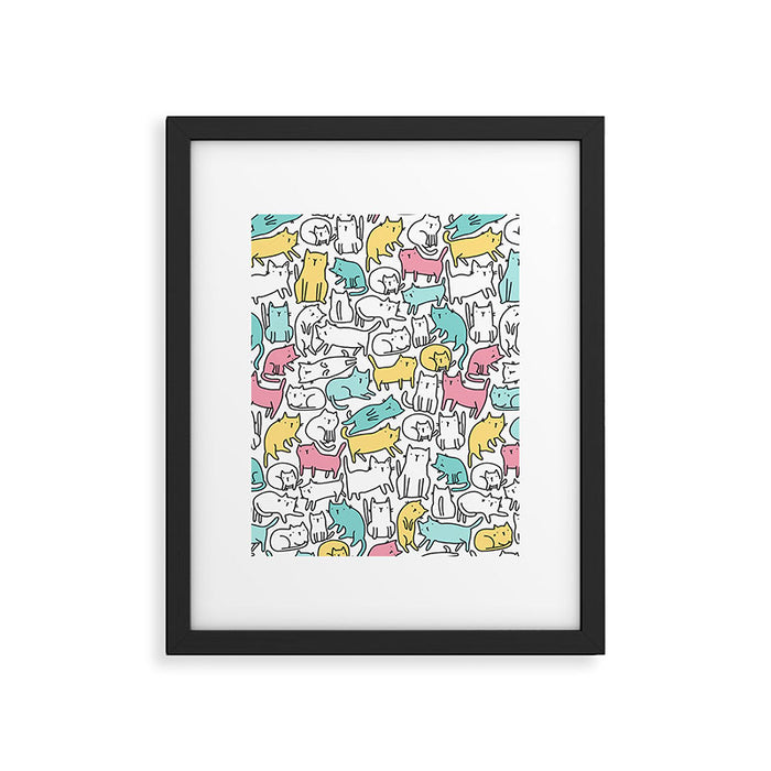 Cute kitties Cats pattern Framed Art Print Gallery Image 1