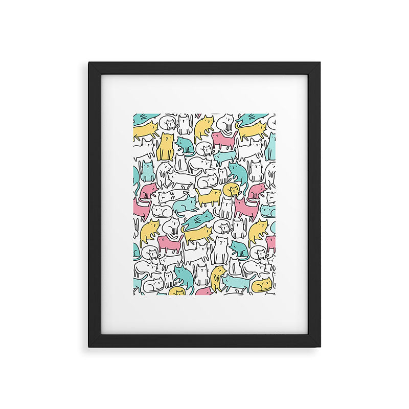 Cute kitties Cats pattern Framed Art Print Gallery Image 5