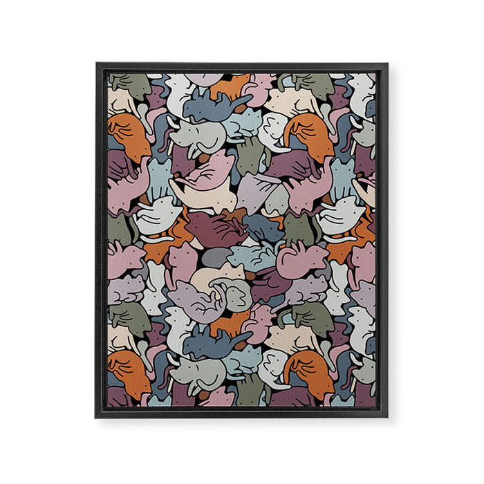 Essential cats pattern Framed Canvas Print Gallery Image 1