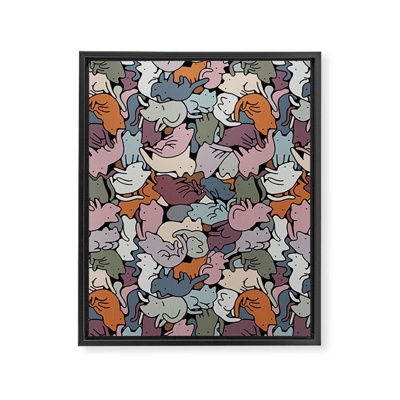 Essential cats pattern Framed Canvas Print Gallery Image 6