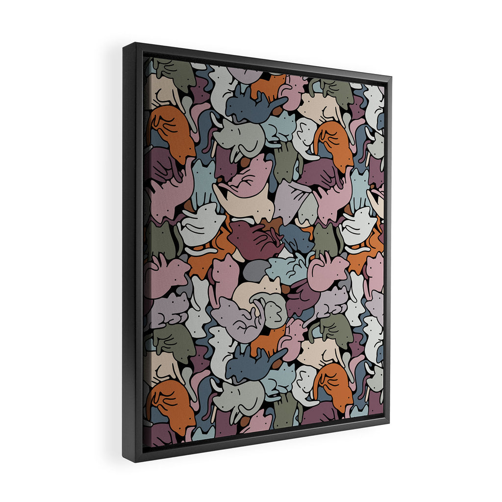 Essential cats pattern Framed Canvas Print Gallery Image 2