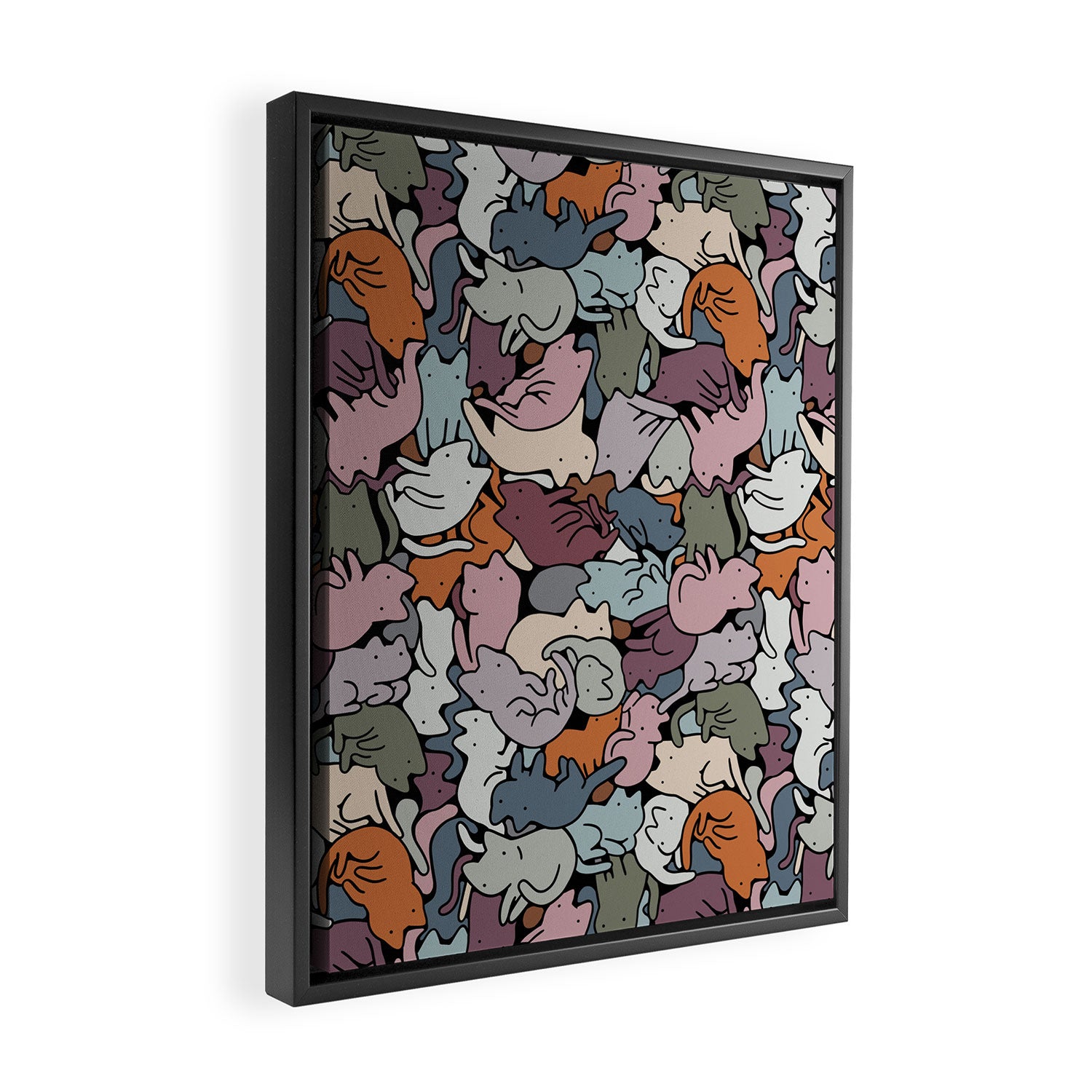 Essential cats pattern Framed Canvas Print Gallery Image 2