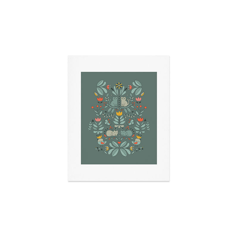 Swedish Folk Cats Art Print Gallery Image 1