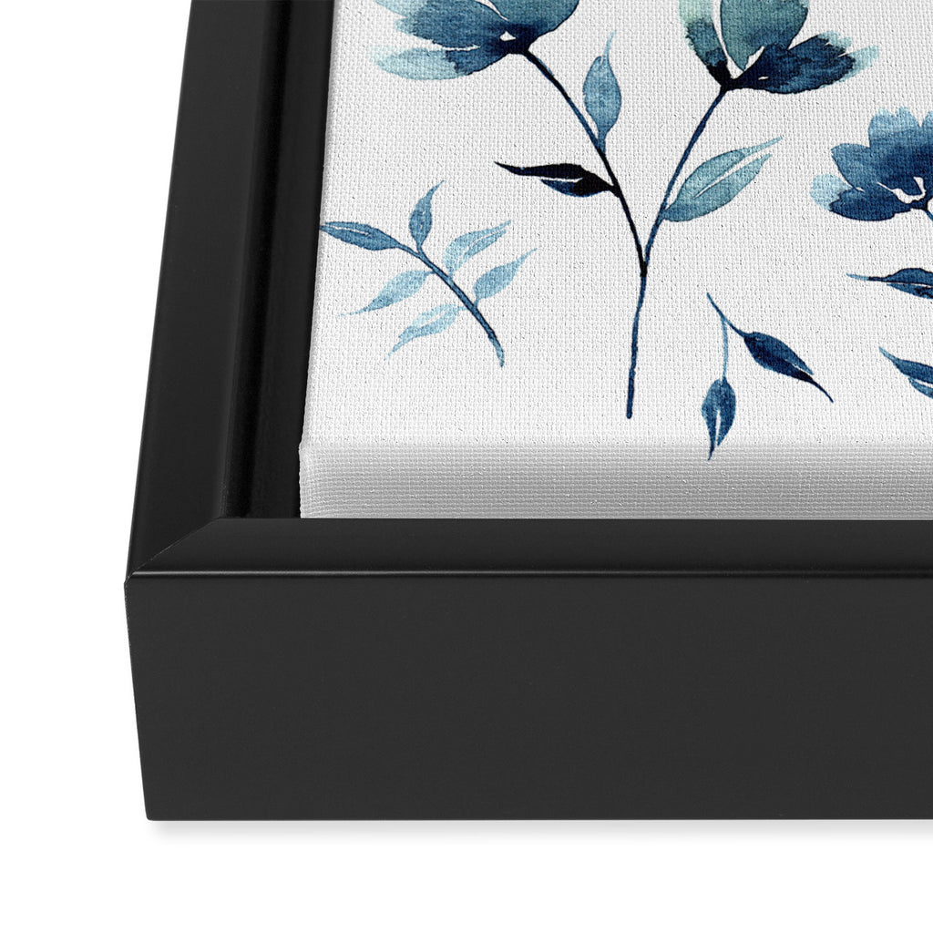 Blue flowers | Watercolor Pattern Framed Canvas Print Gallery Image 3