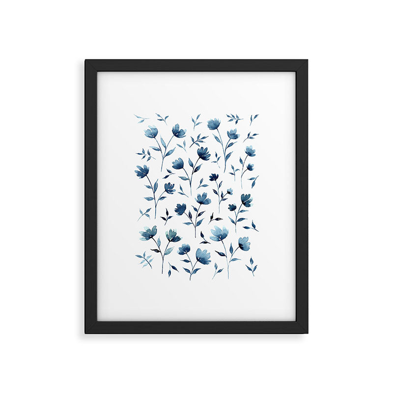 Blue flowers | Watercolor Pattern Framed Art Print Gallery Image 6