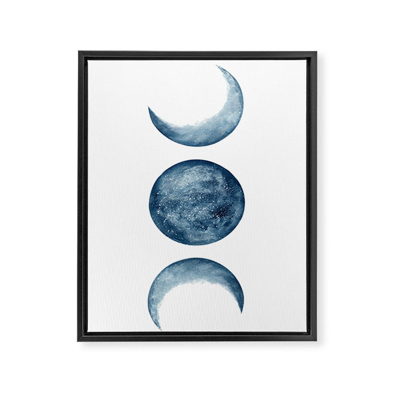 Blue Moon Phases Watercolor Framed Canvas Print Gallery Image 8