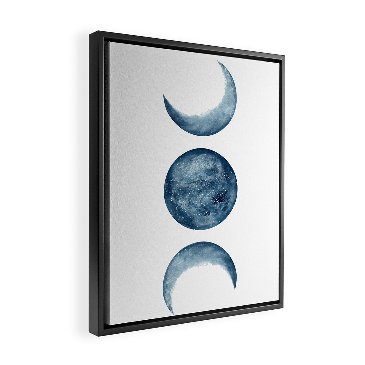 Blue Moon Phases Watercolor Framed Canvas Print Gallery Image 2