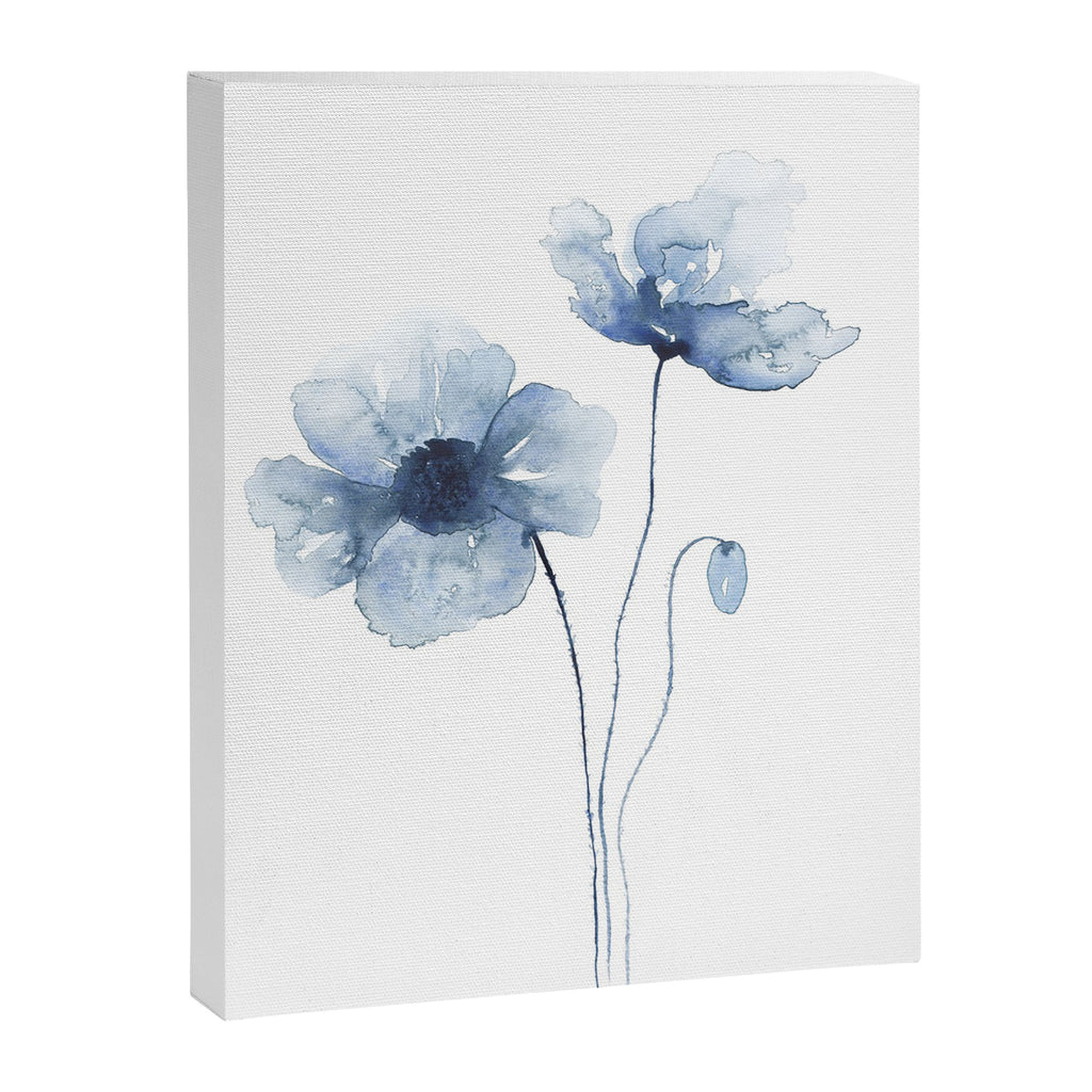 Blue Watercolor Poppies Canvas Print Gallery Image 6