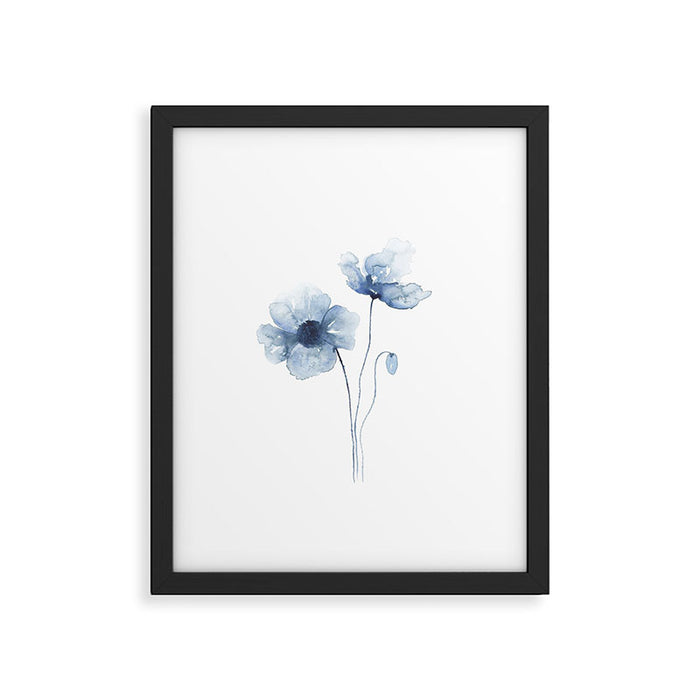 Blue Watercolor Poppies Framed Art Print Gallery Image 1