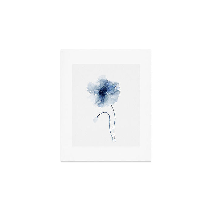 Blue Watercolor Poppies #2 Art Print Gallery Image 1