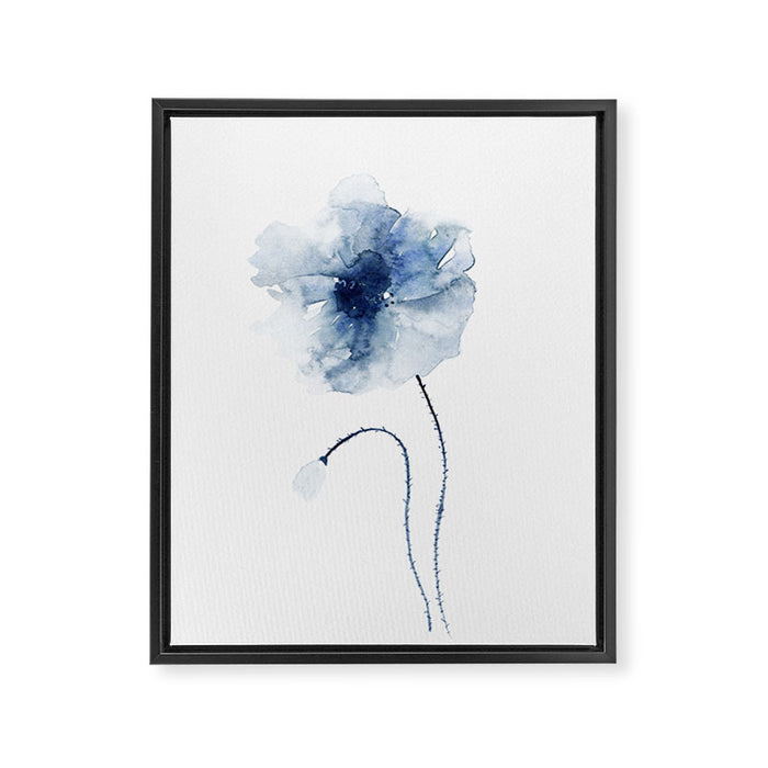 Blue Watercolor Poppies #2 Framed Canvas Print Gallery Image 1