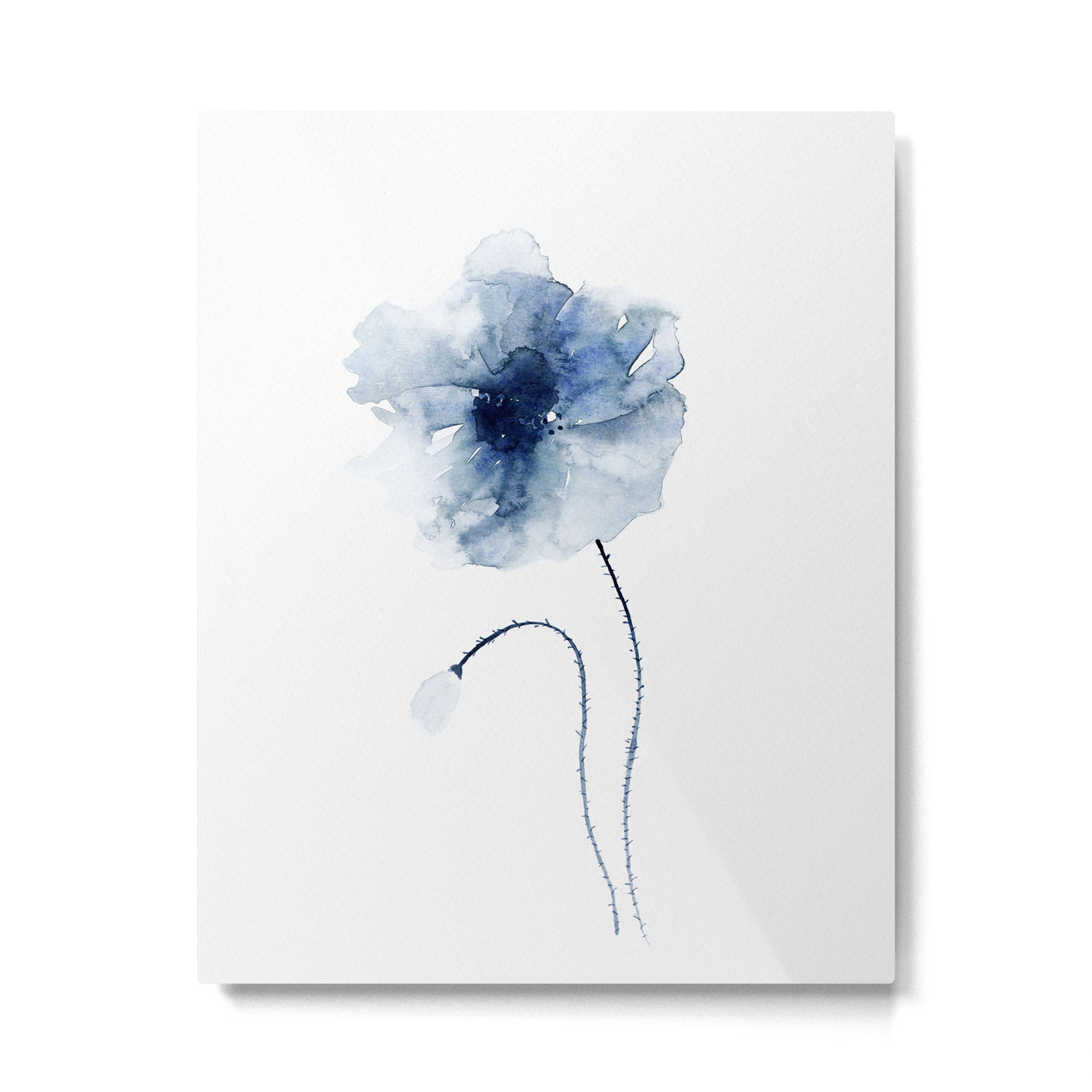 Blue Watercolor Poppies #2 Metal Print Gallery Image 6