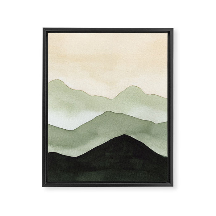 Green Beige Mountains Framed Canvas Print Gallery Image 1