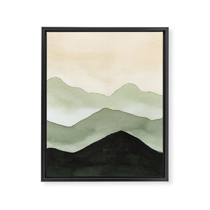 Green Beige Mountains Framed Canvas Print Gallery Image 6