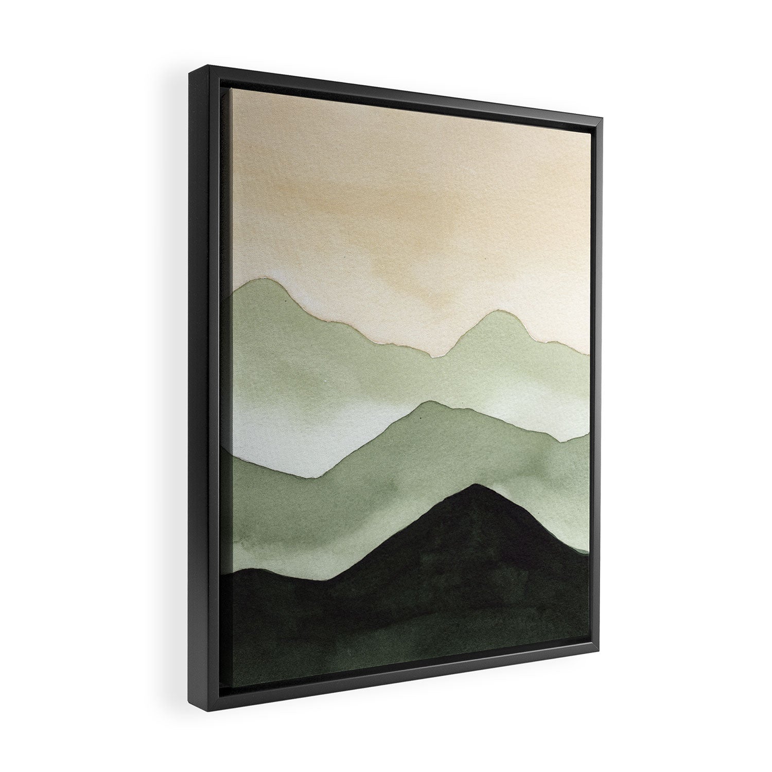 Green Beige Mountains Framed Canvas Print Gallery Image 2