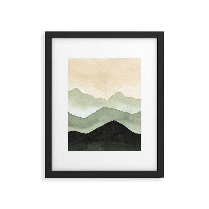 Green Beige Mountains Framed Art Print Gallery Image 1