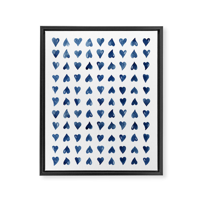Hearts Watercolor Pattern Framed Canvas Print Gallery Image 1