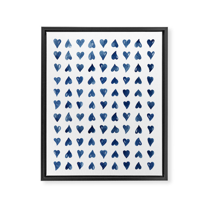 Hearts Watercolor Pattern Framed Canvas Print Gallery Image 6
