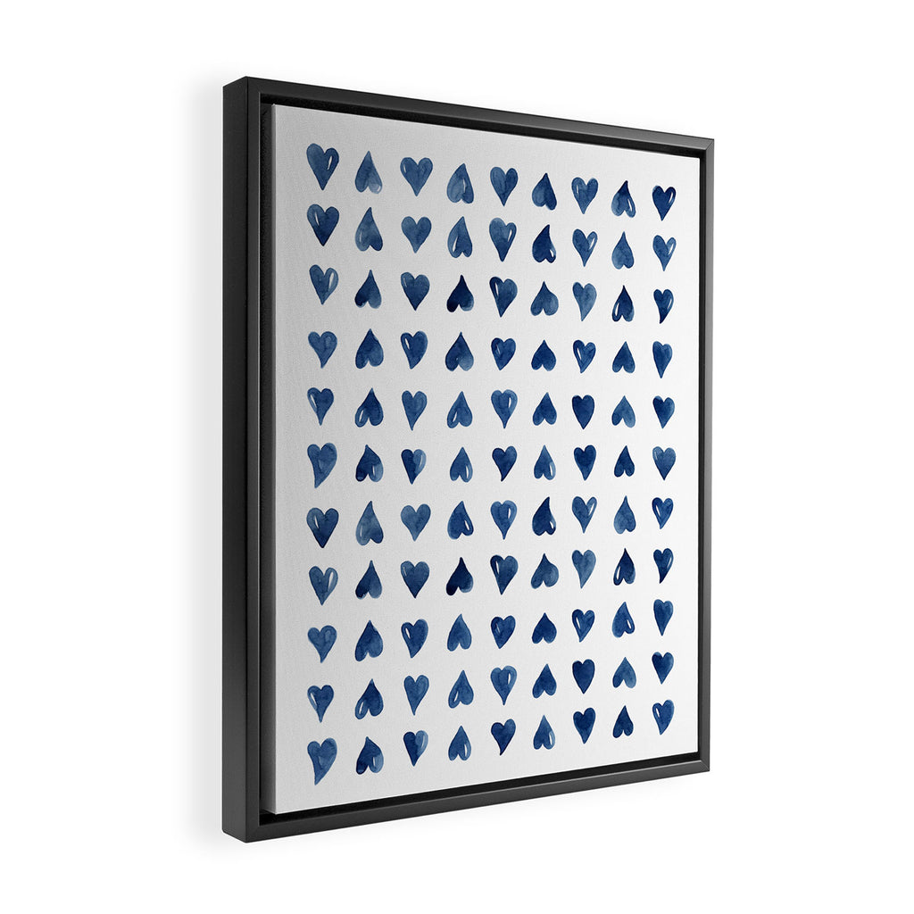 Hearts Watercolor Pattern Framed Canvas Print Gallery Image 2