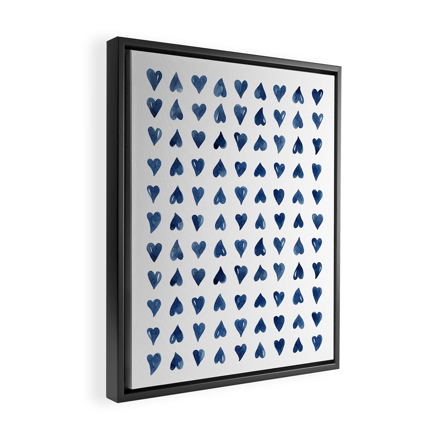 Hearts Watercolor Pattern Framed Canvas Print Gallery Image 2