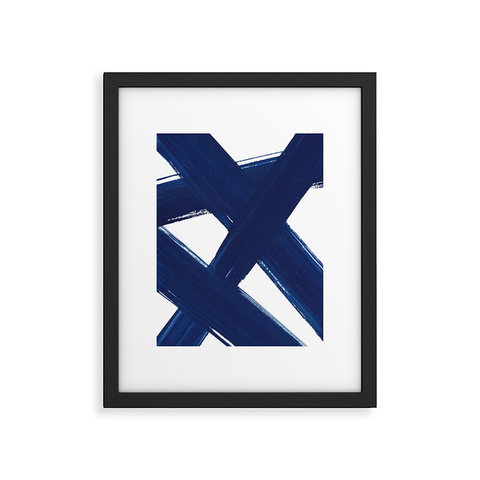 Indigo Abstract Brush Strokes | No. 3 Framed Art Print Gallery Image 1