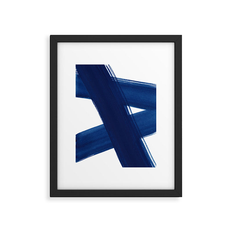 Indigo Abstract Brush Strokes | No. 4 Framed Art Print Gallery Image 5
