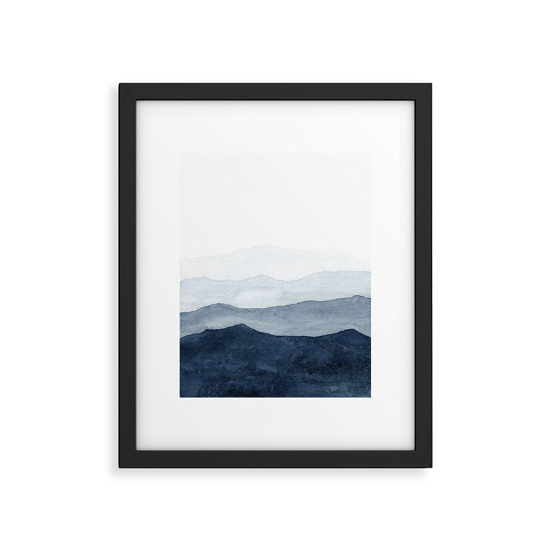 Indigo Abstract Watercolor Mountains Framed Art Print Gallery Image 4