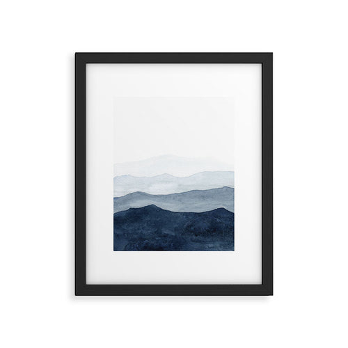 Indigo Abstract Watercolor Mountains Framed Art Print Gallery Image 4