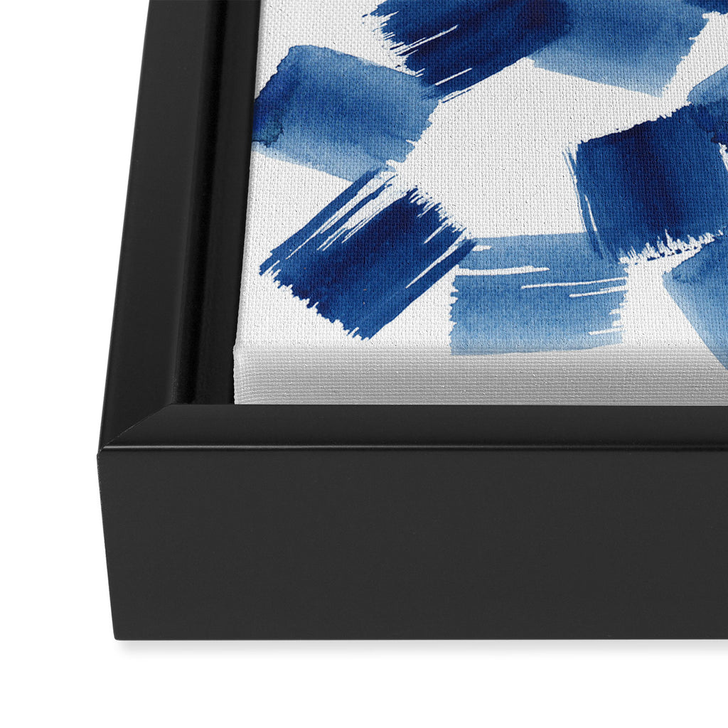 Indigo Brush Strokes | No.1 Framed Canvas Print Gallery Image 3
