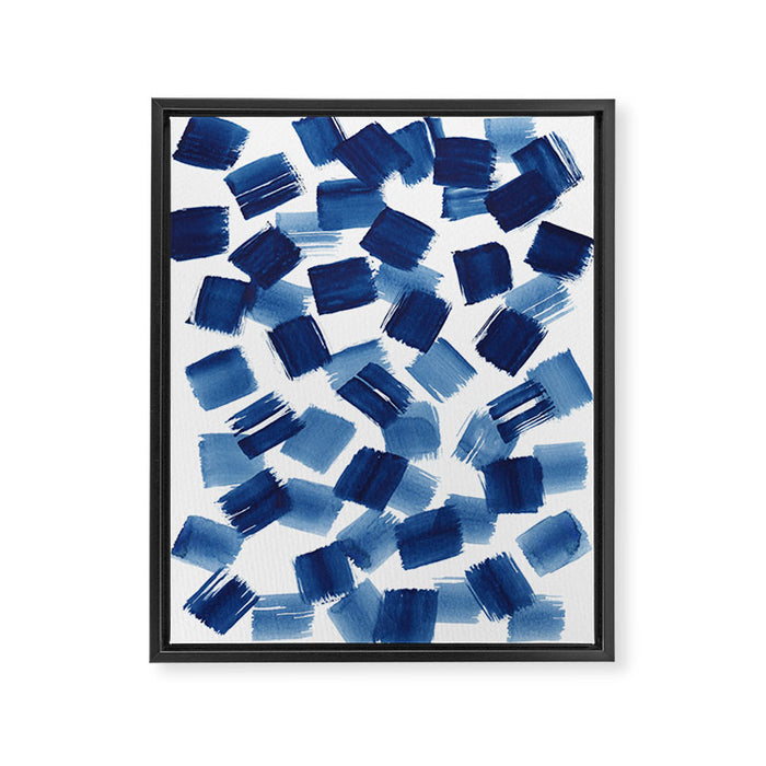 Indigo Brush Strokes | No.1 Framed Canvas Print Gallery Image 1