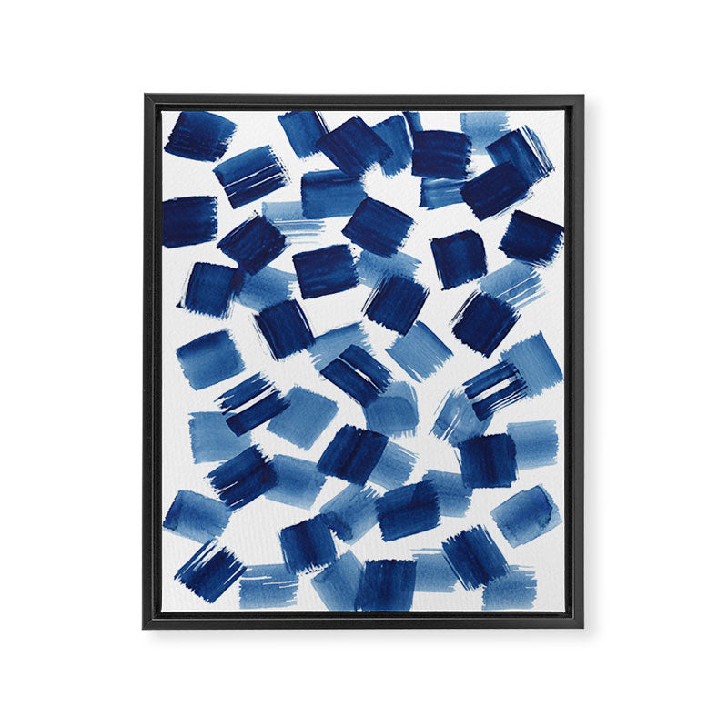 Indigo Brush Strokes | No.1 Framed Canvas Print Gallery Image 8