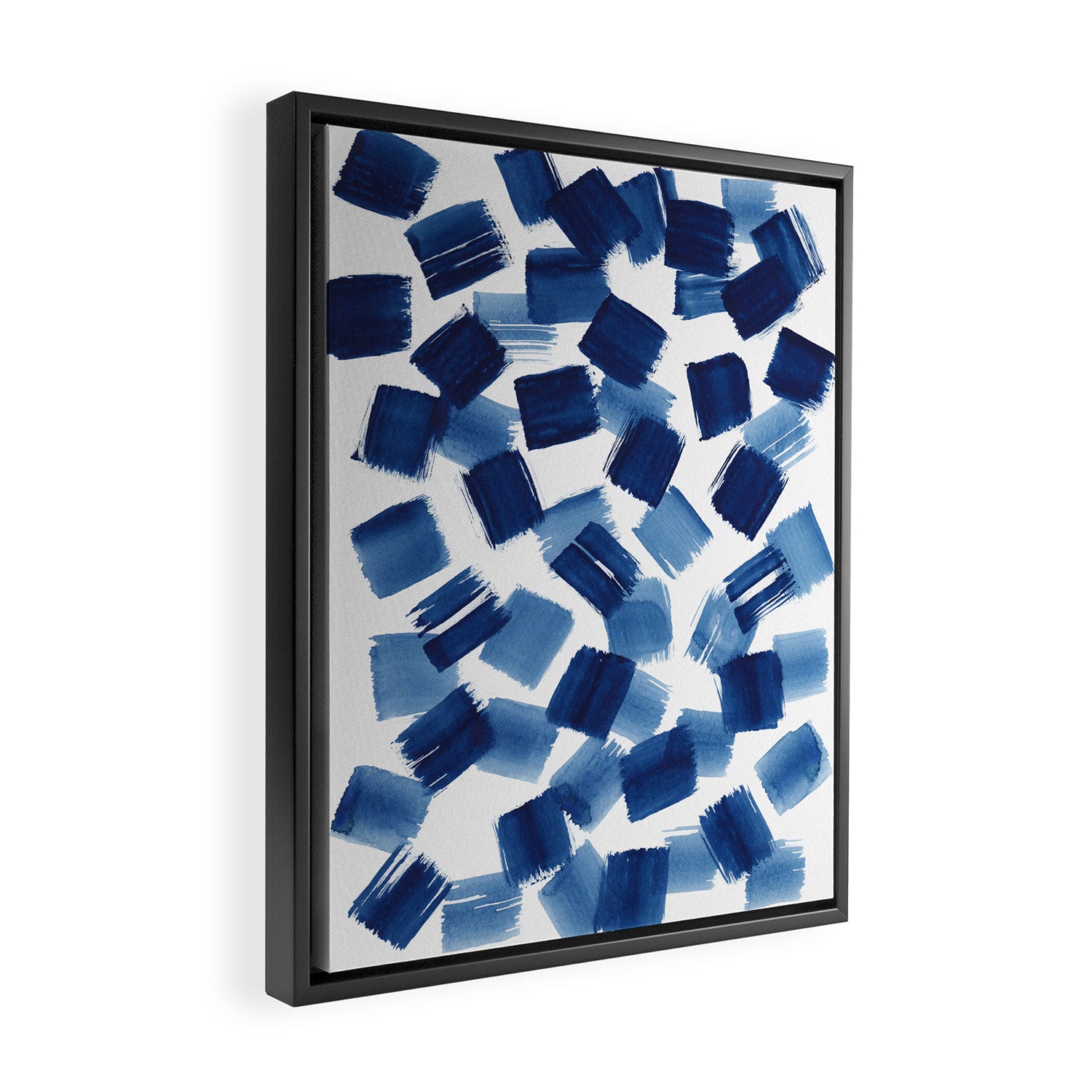 Indigo Brush Strokes | No.1 Framed Canvas Print Gallery Image 2