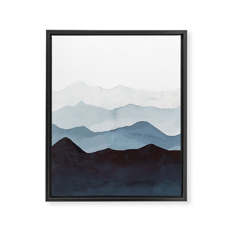 Indigo Mountains Landscape Framed Canvas Print Gallery Image 6