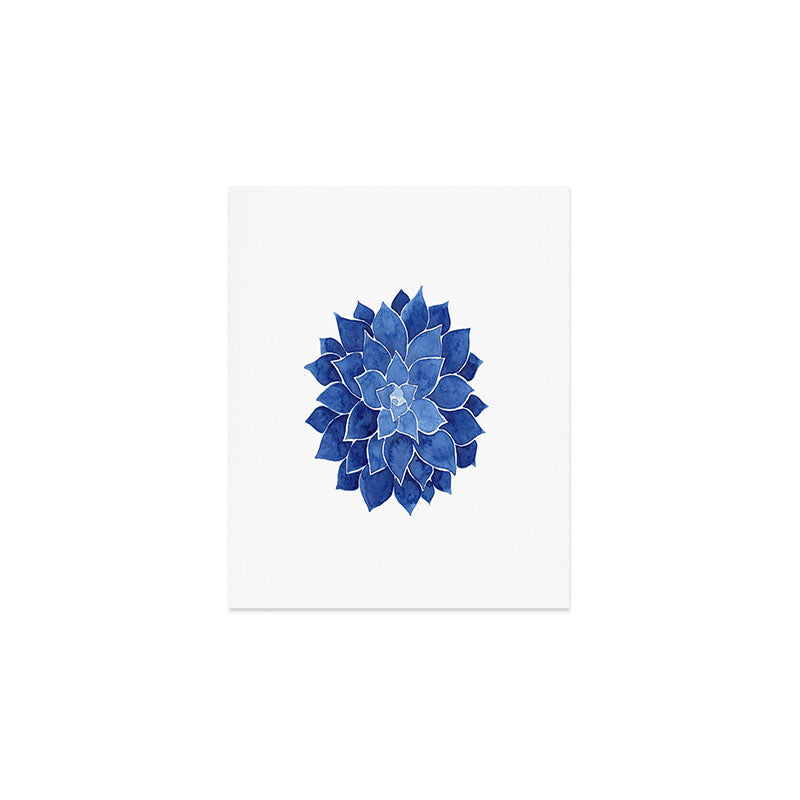 Indigo Succulent |  Watercolor Painting Art Print Gallery Image 1