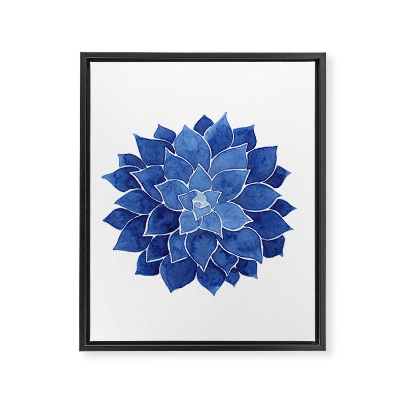 Indigo Succulent |  Watercolor Painting Framed Canvas Print Gallery Image 8