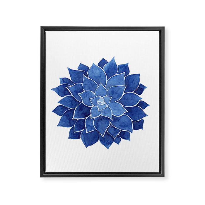Indigo Succulent |  Watercolor Painting Framed Canvas Print Gallery Image 1