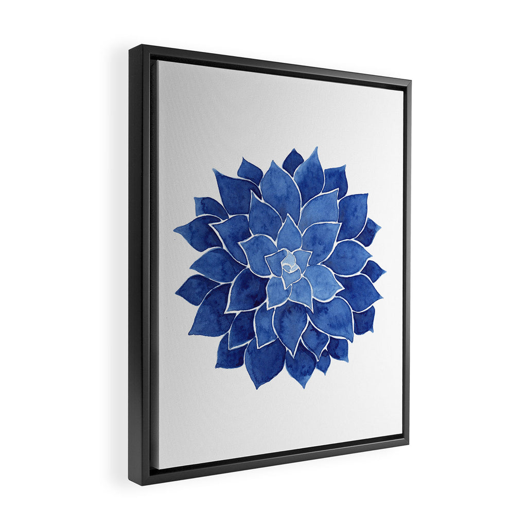Indigo Succulent |  Watercolor Painting Framed Canvas Print Gallery Image 2