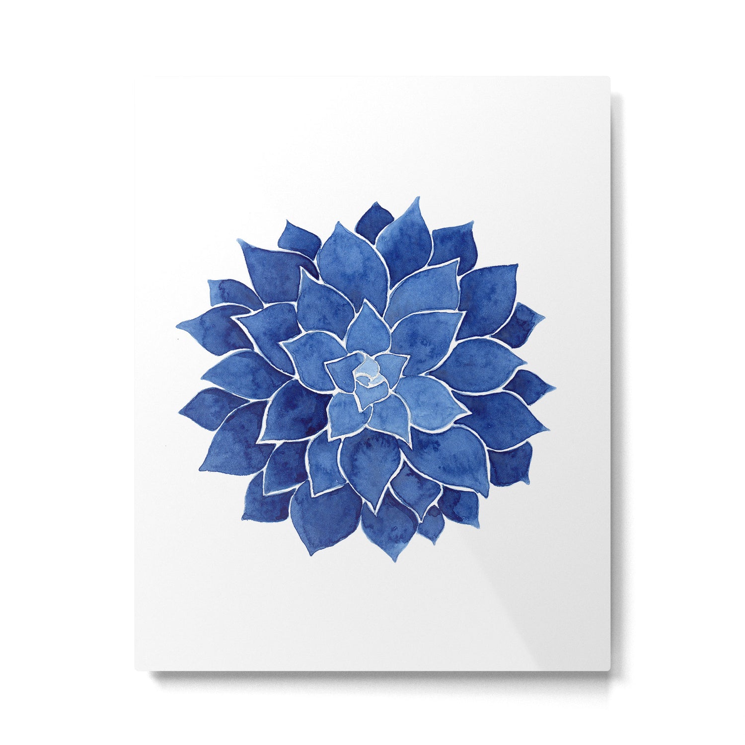Indigo Succulent |  Watercolor Painting Metal Print Gallery Image 6