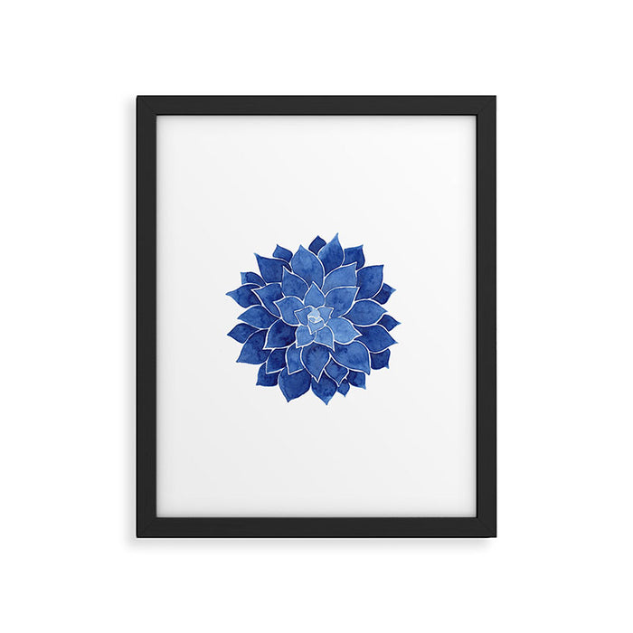 Indigo Succulent |  Watercolor Painting Framed Art Print Gallery Image 1