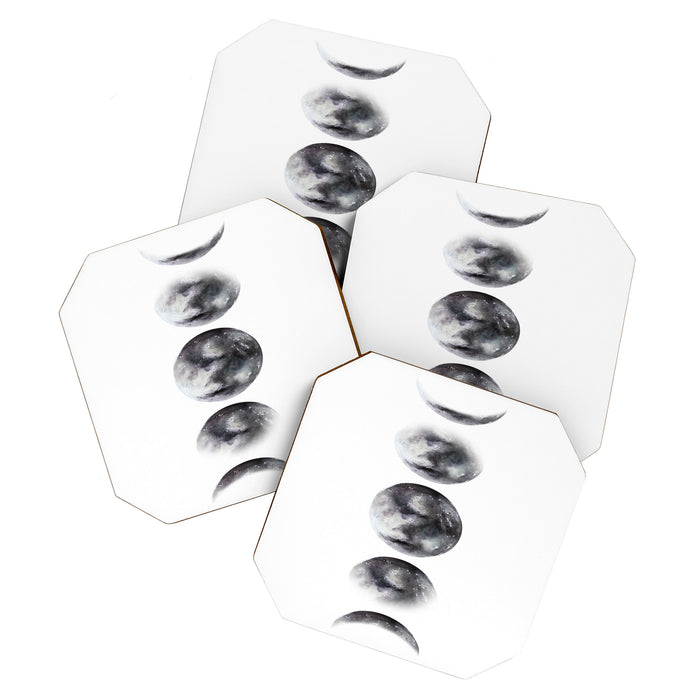 Moon phases watercolor painting Coaster Gallery Image 1