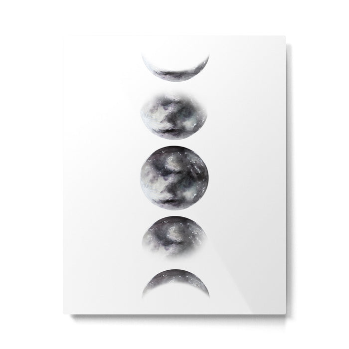 Moon phases watercolor painting Metal Print Gallery Image 1